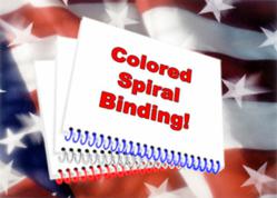 Docucopies now offers spiral binding in red, white, blue and clear.